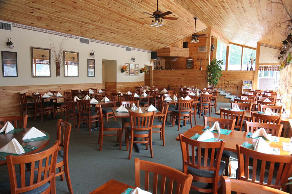 Dining room full of tables and chairs