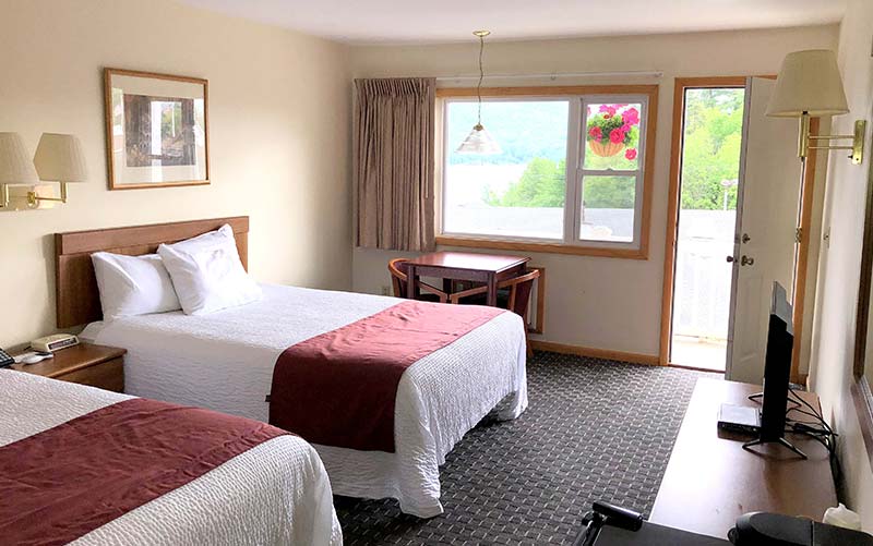 Lake George motel room with view of the Lake